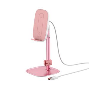 BASEUS LITERARY YOUTH DESKTOP BRACKET (TELESCOPIC + WIRELESS CHARGING) ROSEGOLD