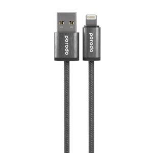 Porodo Woven Braided USB-A Lightning Cable Data & Fast Charge Aluminum Shell 1.2m/4ft(Black)