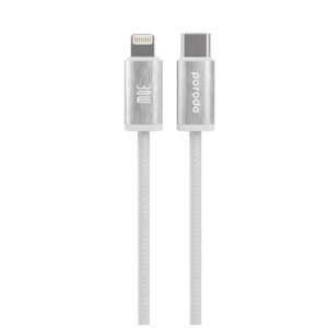 Porodo Woven Braided USB-C To Lightning Cable Data & Fast Charge Aluminum Shell 1.2m/4ft