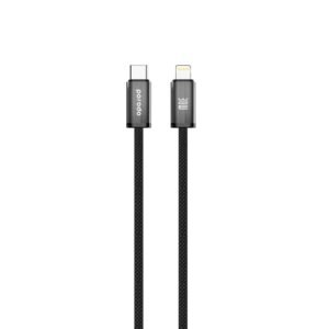 Porodo Woven Braided USB-C To Lightning Cable Data & Fast Charge Aluminum Shell 1.2m/4ft(Black)