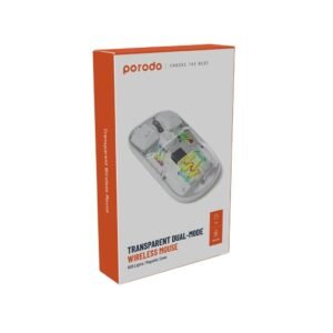 Porodo Transparent Dual-Mode Wireless Mouse RGB Light And Magnetic Cover (White)